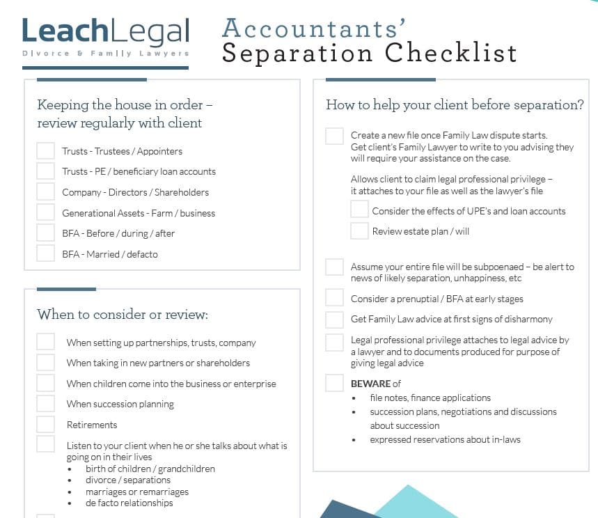 Lea Separation Checklist Screenshot